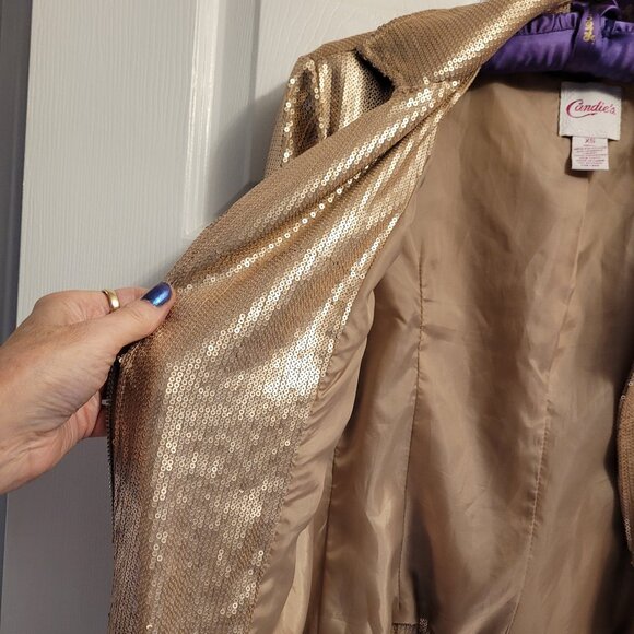 Candie's Metallic Sequin Moto Jacket EUC! - Picture 3 of 7